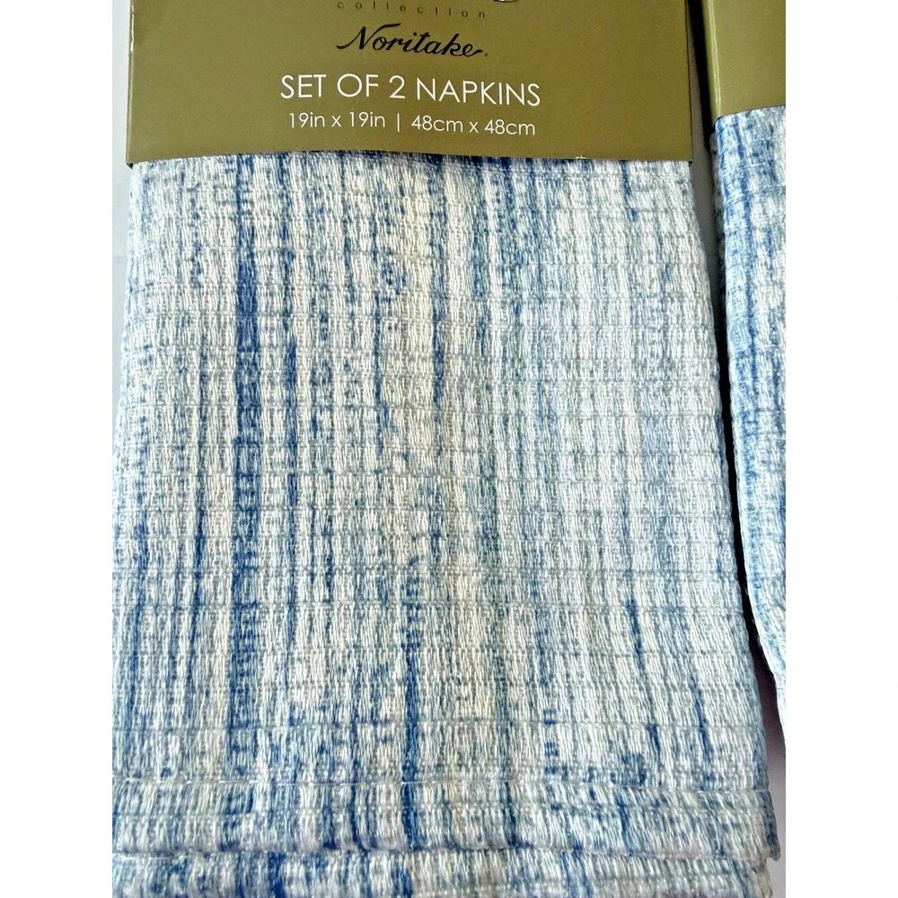 Noritake Colorwave Fabric Napkins Weave Blue 19x19 Inch Set of 4 Machine Wash
